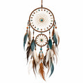 Attrape-rêves décoratif 40 x 100 cm en cordon tressé marron turquoise à plumes style bohème