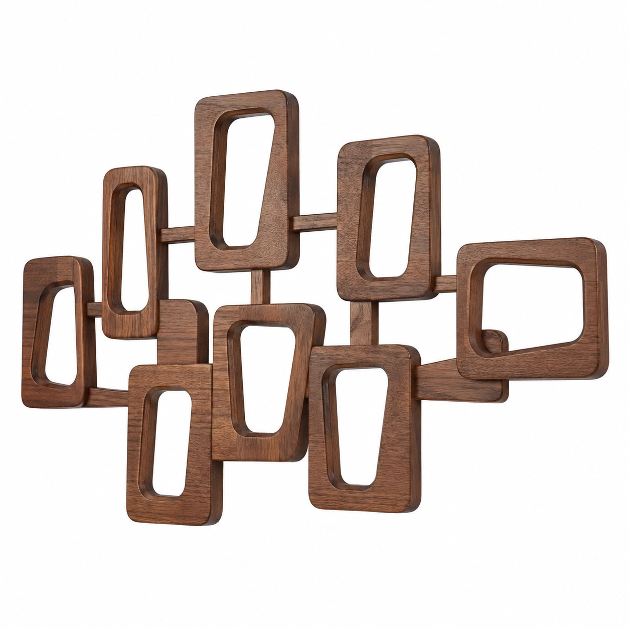 Décoration murale 90 x 75 cm en bois brun - sculpture géométrique contemporaine
