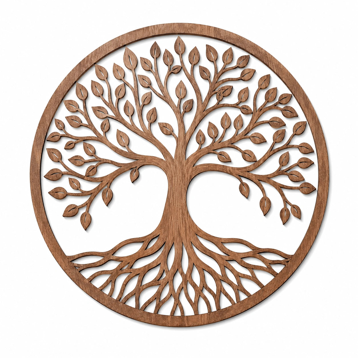 Décoration murale arbre ronde 60 cm en bois marron style naturel