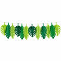 Guirlande décorative 200 cm en papier vert pour fête tropicale