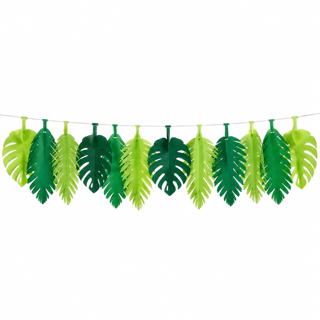 Guirlande décorative 200 cm en papier vert pour fête tropicale