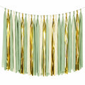 Guirlande à franges 200 x 120 cm en papier vert sauge ivoire doré pour décoration de fête