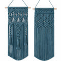 Décoration murale macramé 50 x 100 cm en corde de coton bleu style bohème