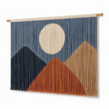 Tapisserie murale 100 cm x 95 cm en coton bleu beige terracotta style géométrique