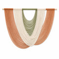 Tapisserie murale en cordon textile 120 x 100 cm terracotta écru vert - décoration bohème suspendue