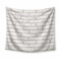 Tapisserie murale 150 x 130 cm en polyester blanc gris motif briques style industriel