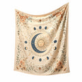 Tenture murale 150 cm x 150 cm en polyester beige motif soleil et lune style bohème